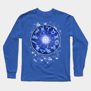 Zodiac Signs Blue Galaxy Circle Long Sleeve T-Shirt